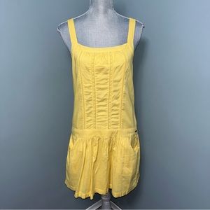 ROXY YELLOW drop waist summer DRESS cotton size medium sundress summer
